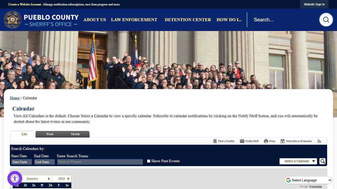 Calendar • Pueblo County Sheriff, CO • CivicEngage