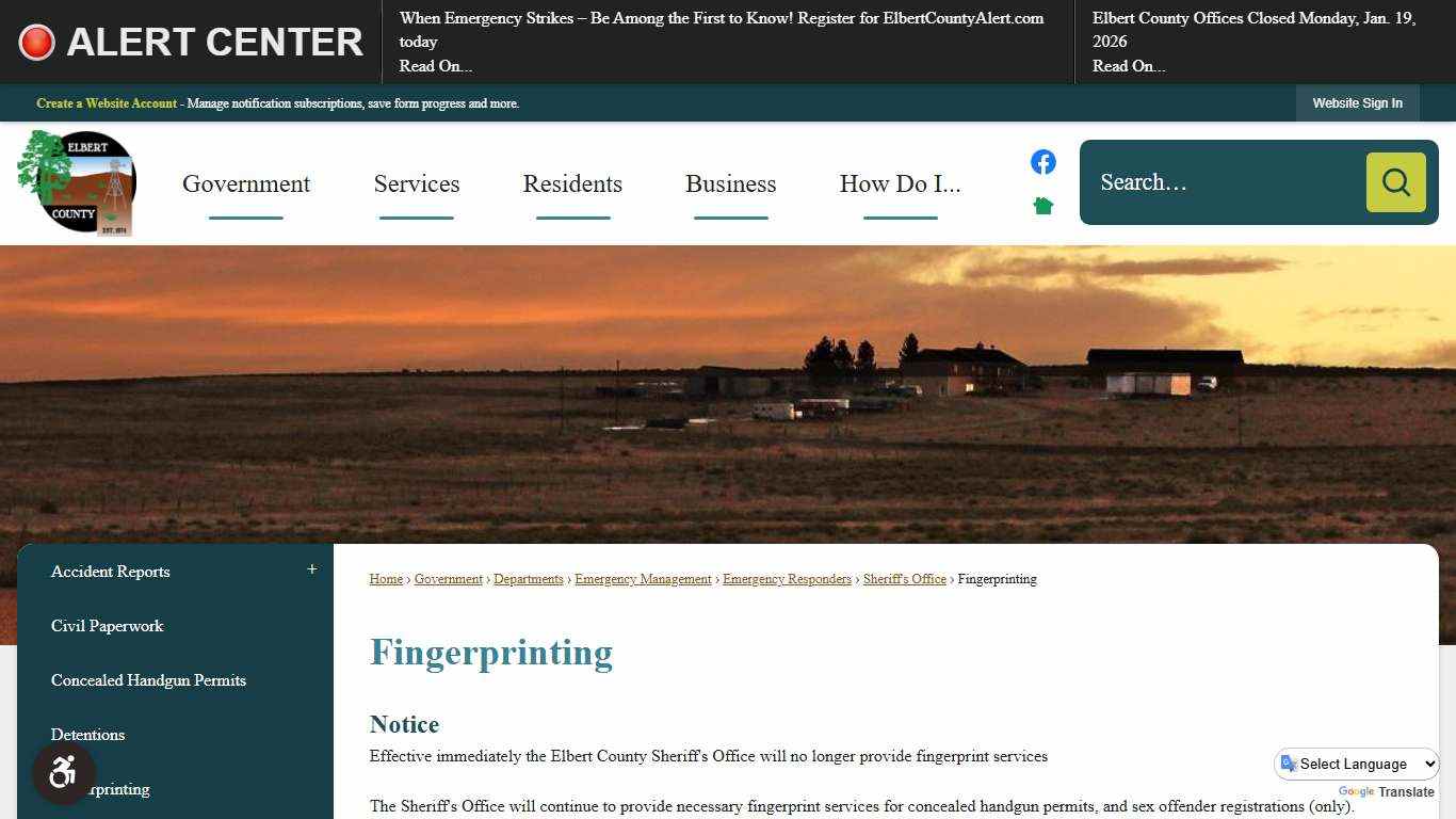 Fingerprinting | Elbert County, CO